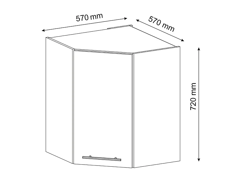 Eckhängeschrank weiß hochglanz 57x34.1x72 fame-line