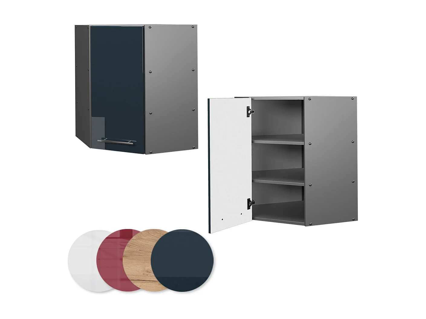 Eckhängeschrank weiß hochglanz 57x34.1x72 fame-line