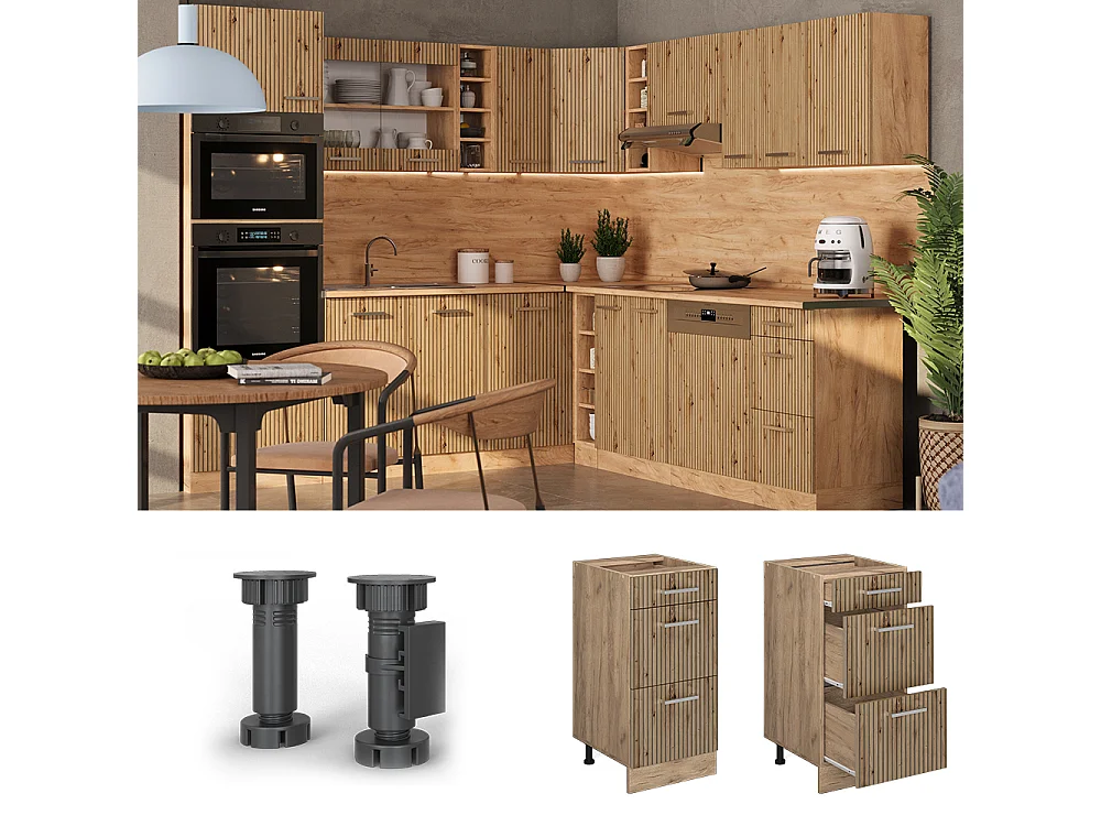 Mueble bajo de cocina roble artesanal 40x46x81.6 r-line