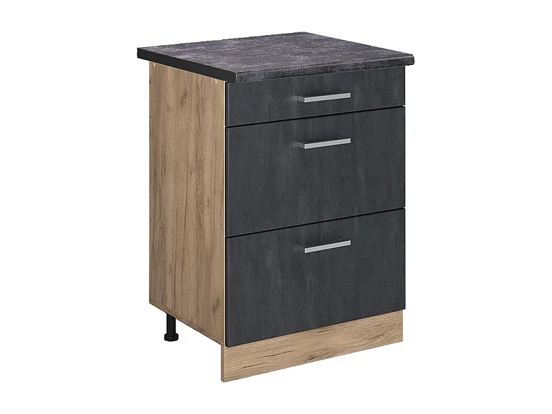 Mobiletto base per cucina calcestruzzo nero 60x60x81.6 r-line