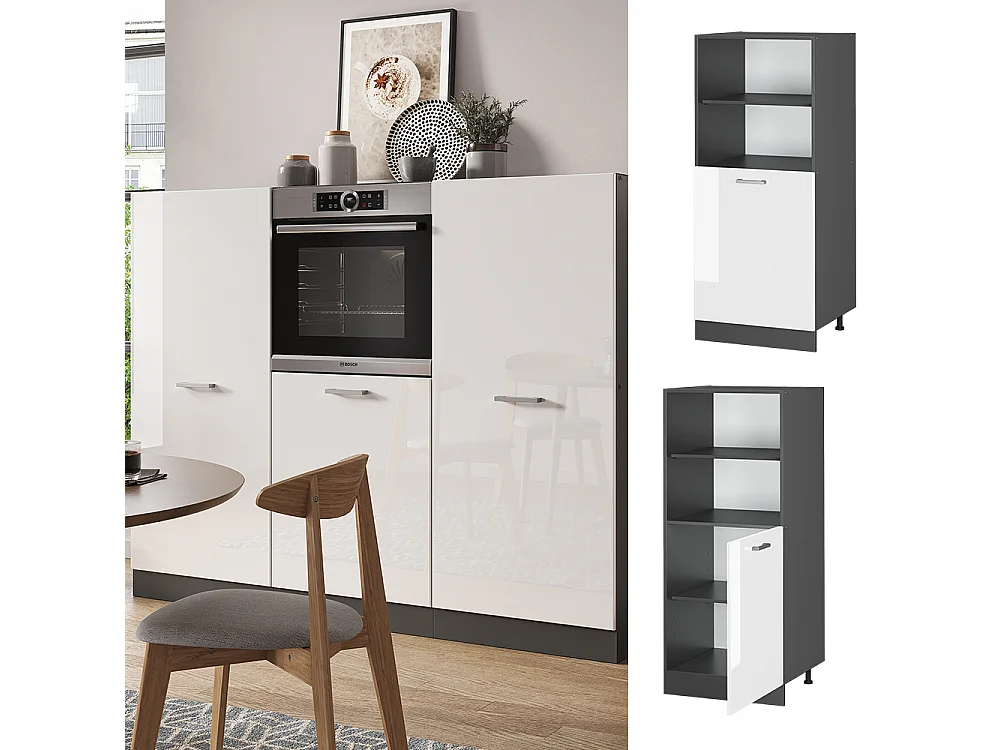 Meuble pour four blanc haute brillance 60x57x143 r-line