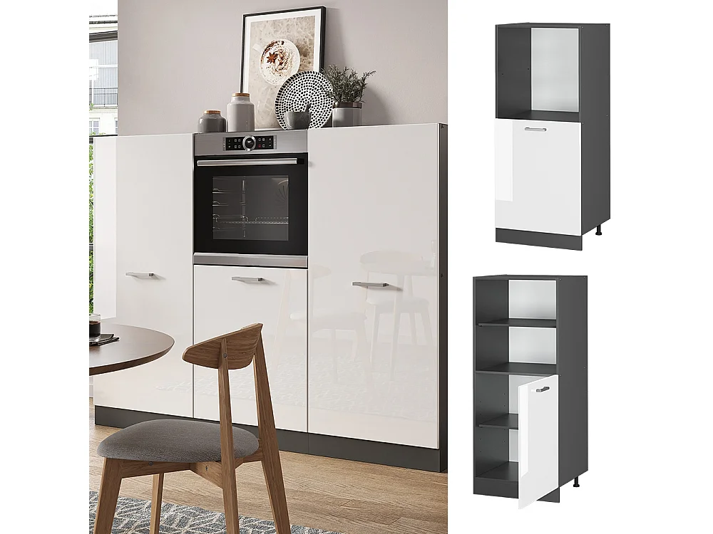 Meuble pour four blanc haute brillance 60x57x143 r-line