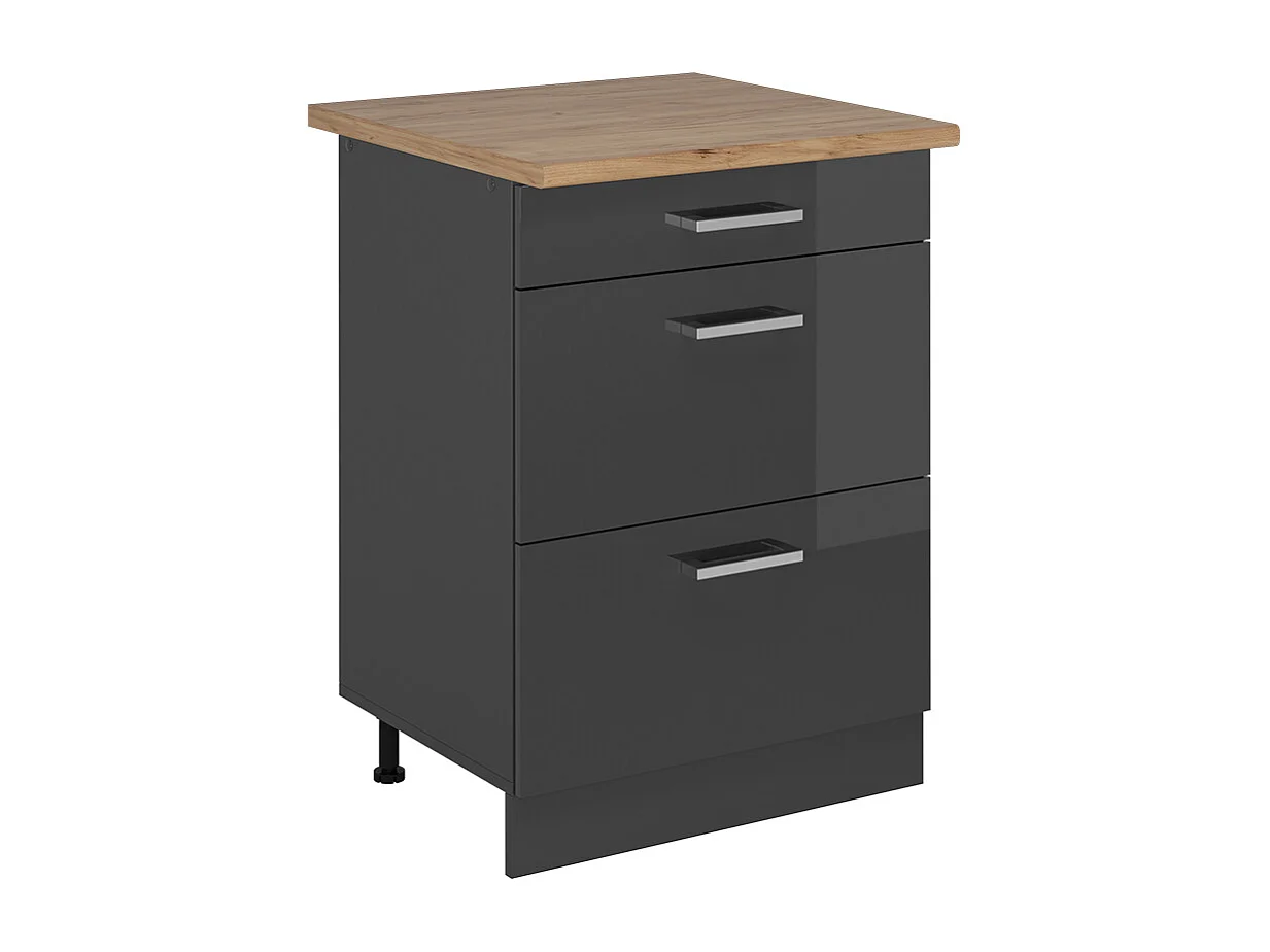 Mueble bajo de cocina antracita alto brillo 60x60x81.6 r-line