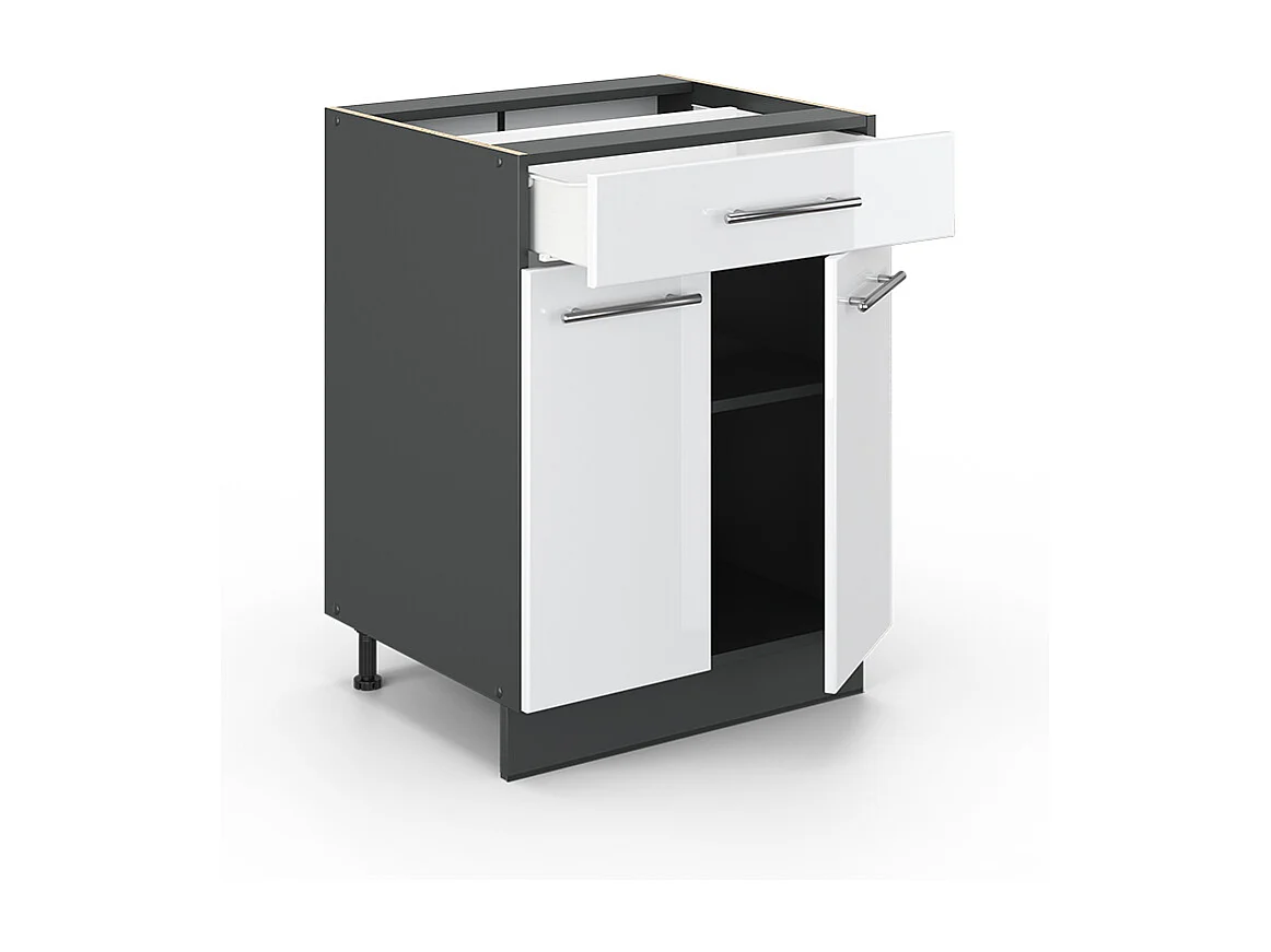 Mueble bajo de cocina blanco alto brillo 60x51.6x82 fame-line