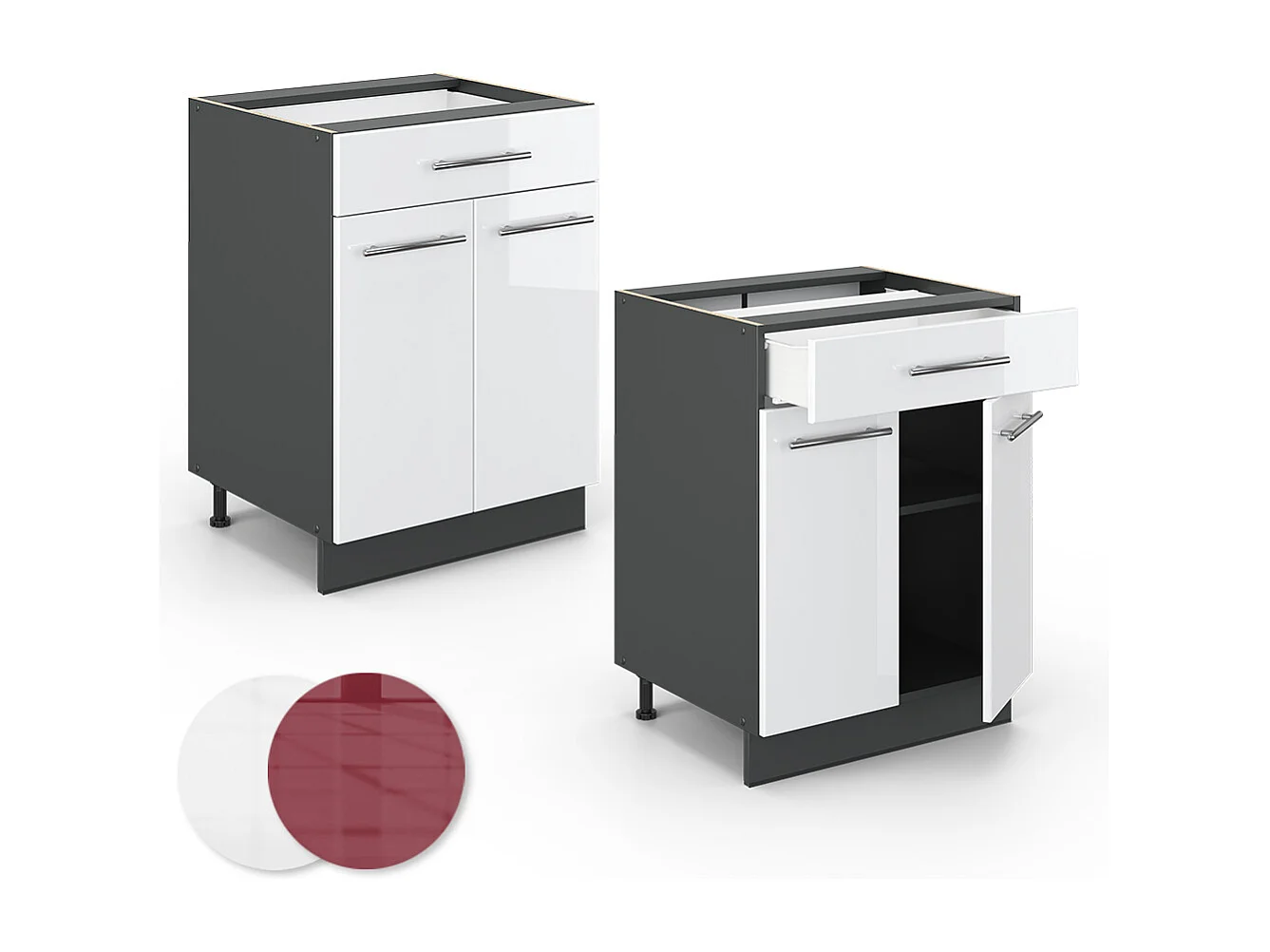 Mueble bajo de cocina blanco alto brillo 60x51.6x82 fame-line