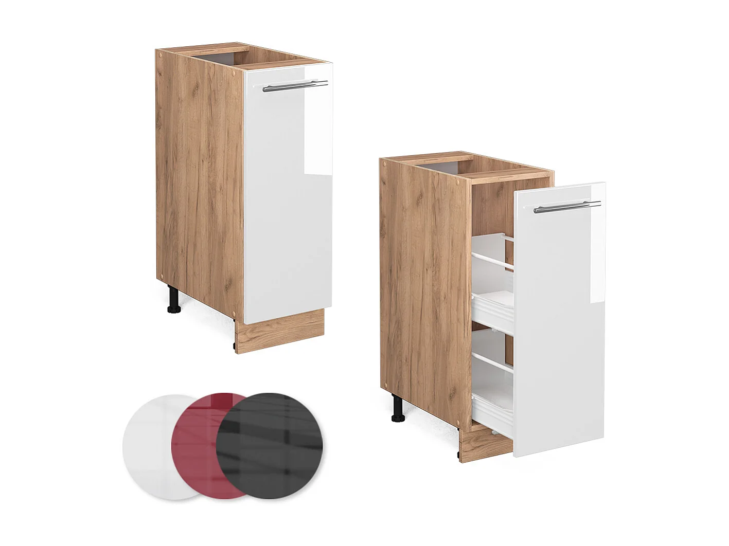 Meuble de cuisine blanc haute brillance 30x60x82 fame-line