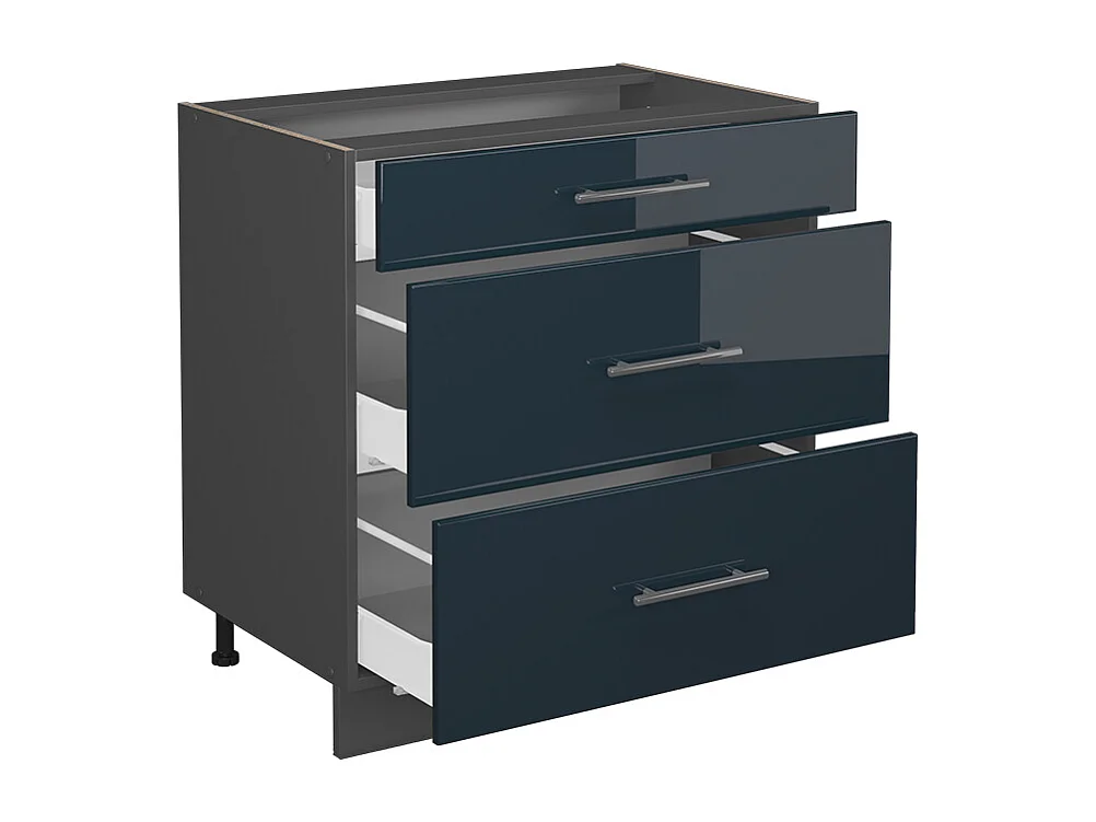 Meuble cuisine bleu foncé brillant 80x51.6x82 fame-line