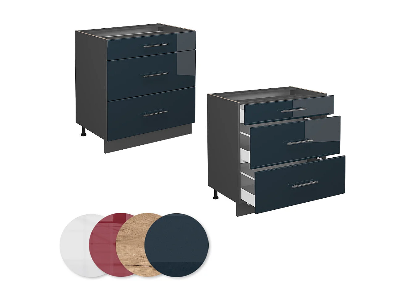 Meuble cuisine bleu foncé brillant 80x51.6x82 fame-line