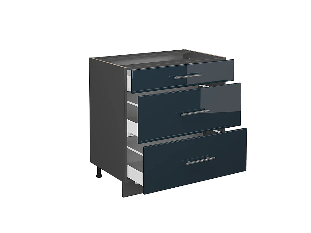 Meuble cuisine bleu foncé brillant 80x51.6x82 fame-line