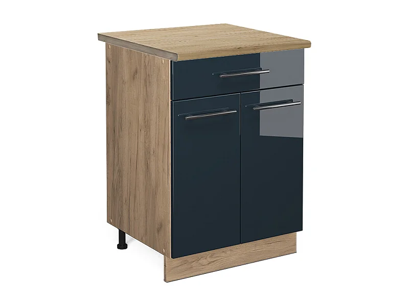 Mueble bajo de cocina azul oscuro alto brillo 60x60x82 fame-line