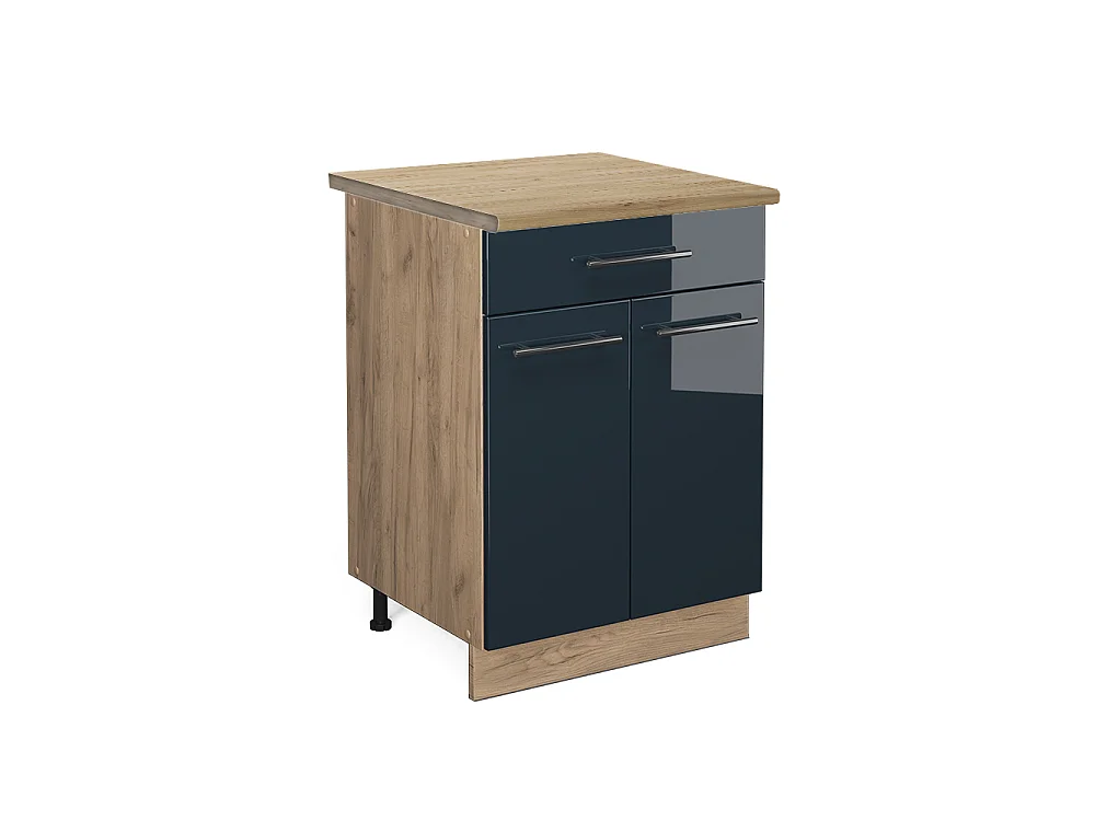 Kitchen base cabinet dark blue high gloss 60x60x82 fame-line