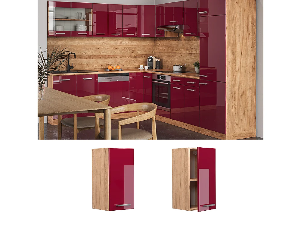 Elément haut de cuisine rouge brillant 30x31x60 r-line