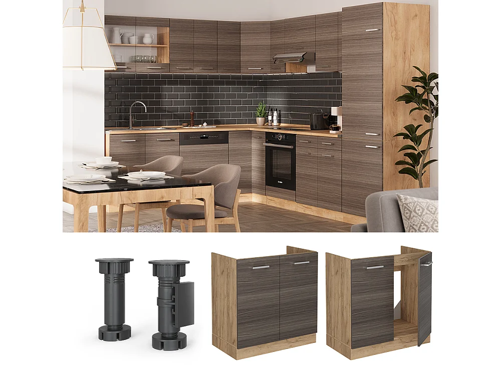 Meuble bas sous-évier gris noble 80x46x81.6 r-line