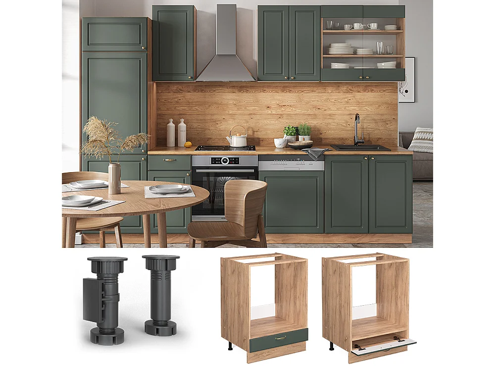 Mobile per forno da incasso verde-oro country house 60x51.6x82 fame-line