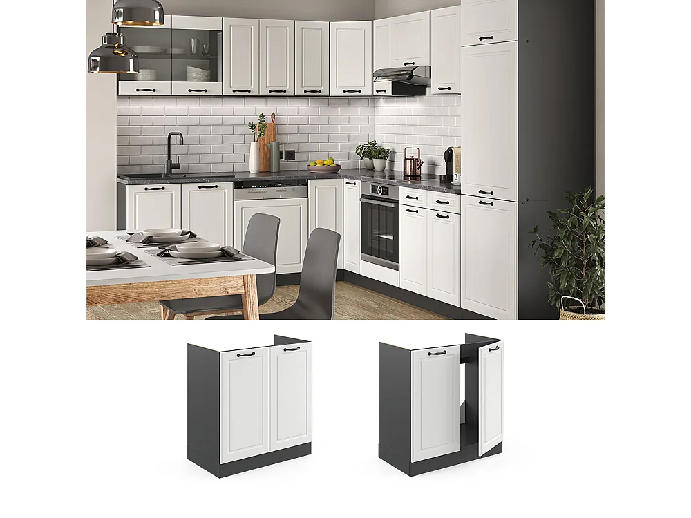 Mobile lavello cucina Bianco rustico 80x60x81.6 r-line