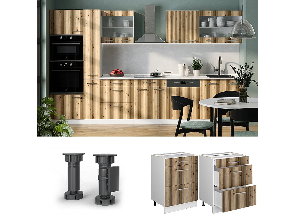 Mobiletto base per cucina rovere artigianale 60x60x81.6 r-line