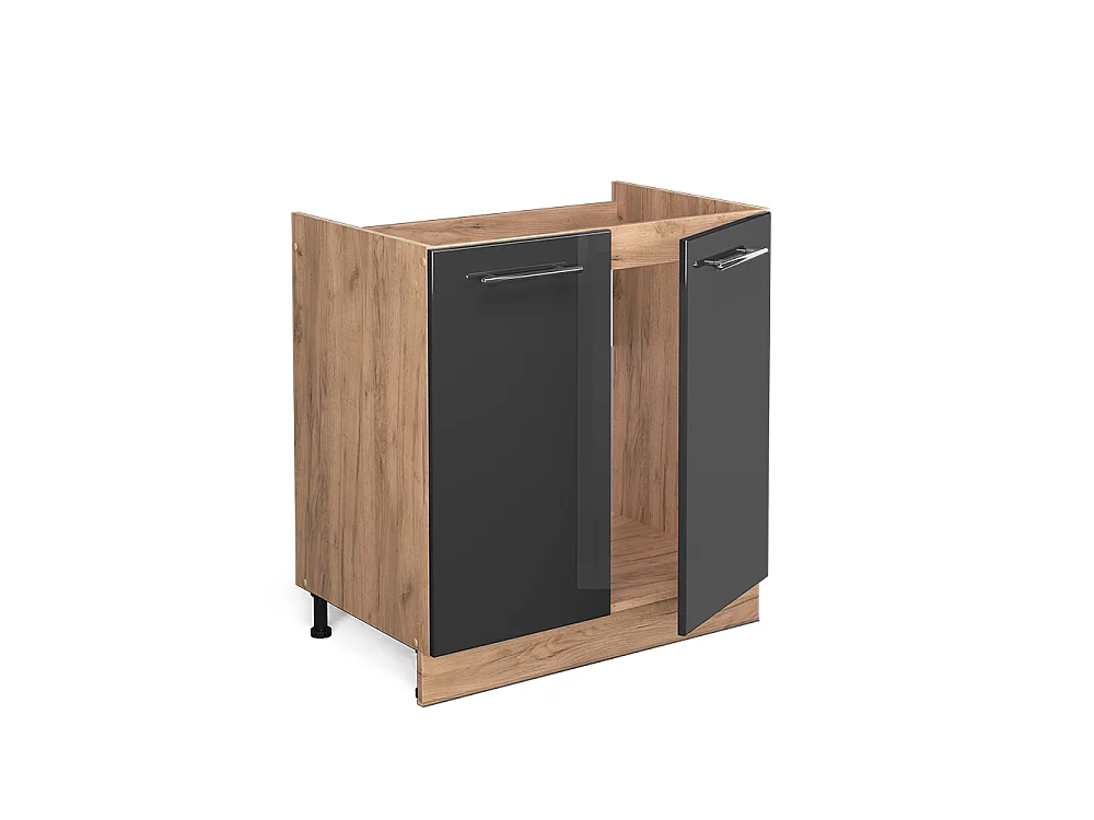 Armario bajo para fregadero antracita alto brillo 80x51.6x82 fame-line