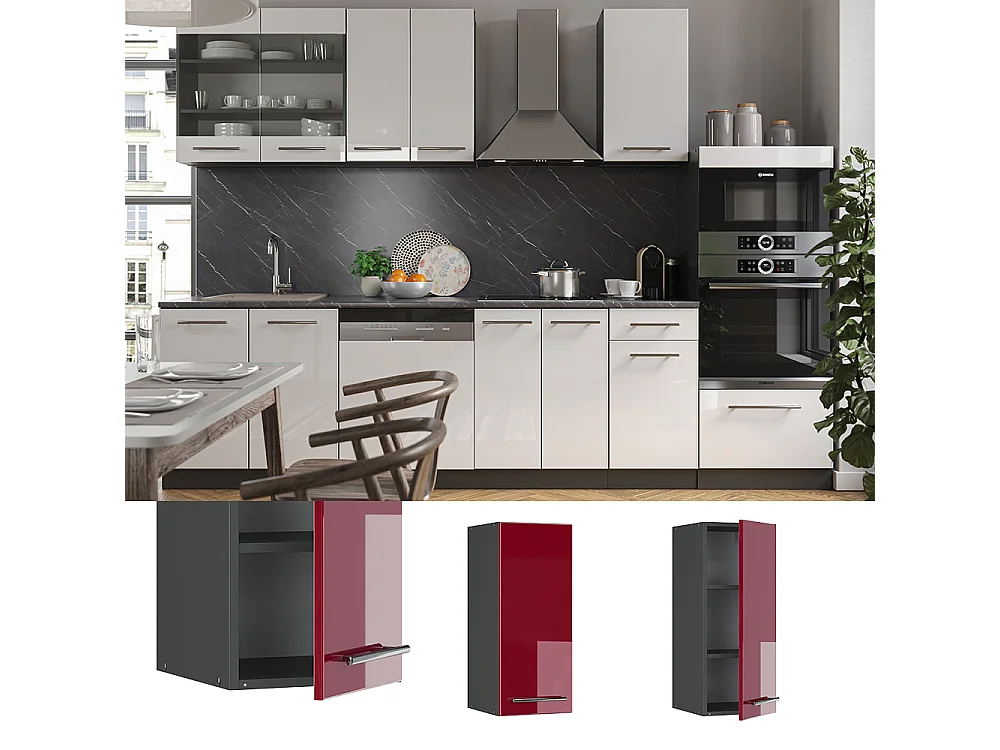 Armario colgante rojo burdeos alto brillo 30x34.1x72 fame-line