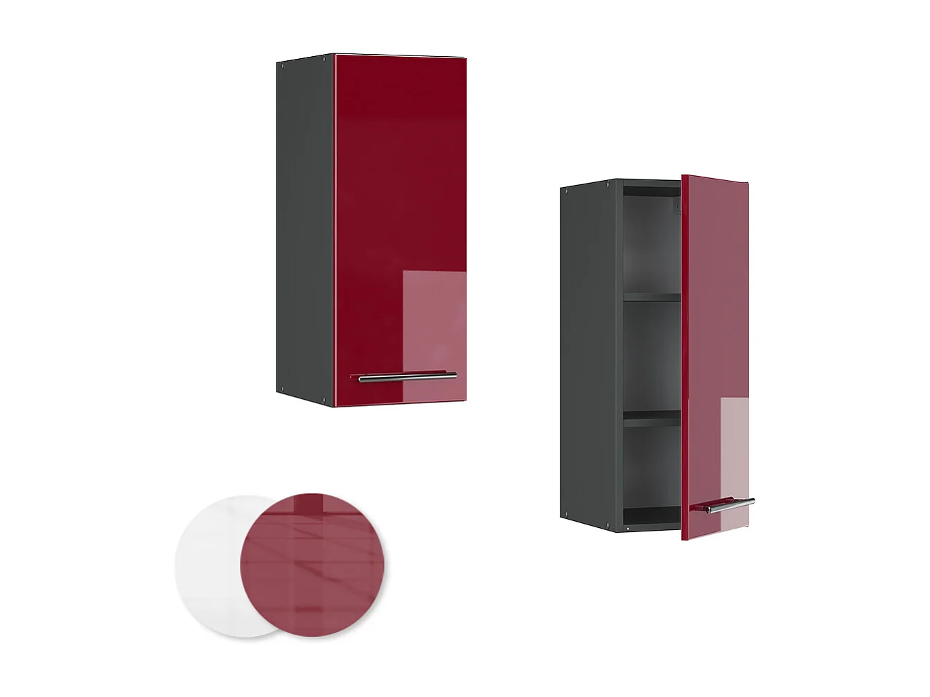 Armario colgante rojo burdeos alto brillo 30x34.1x72 fame-line