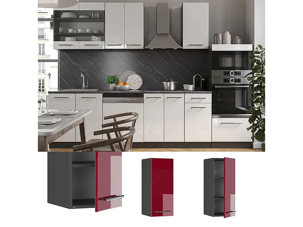 Wall cabinet bordeaux high gloss 30x34.1x72 fame-line