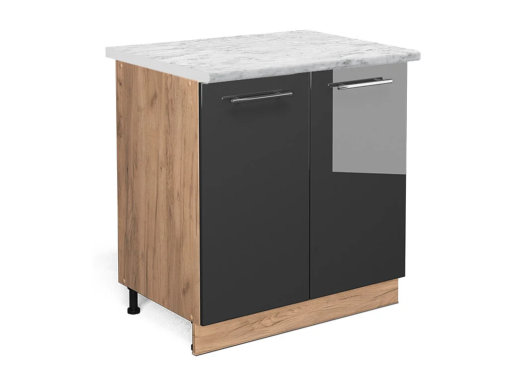 Meuble bas de cuisine anthracite haute brillance 80x60x82 fame-line