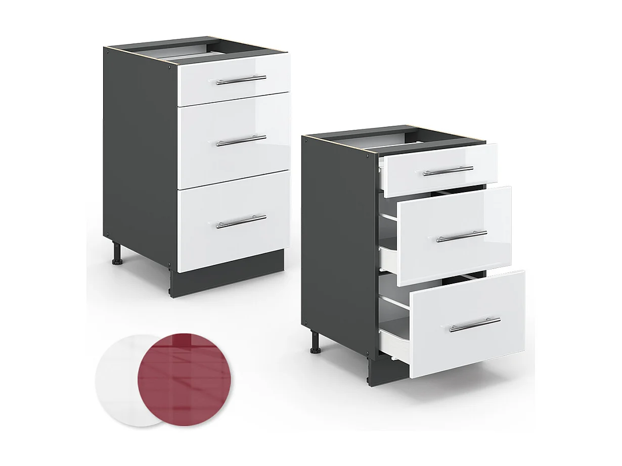 Meuble cuisine blanc haute brillance 50x51.6x82 fame-line