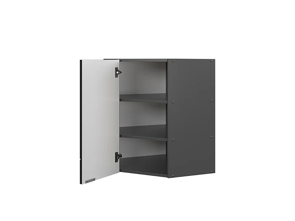 Corner wall cabinet black striped 57x34.1x72 fame-line