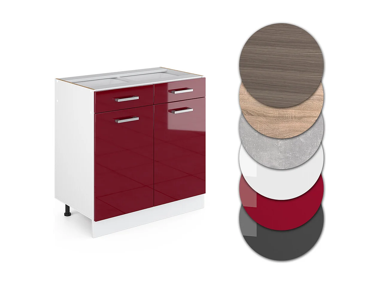 Meuble cuisine rouge brillant 80x60x81.6 r-line