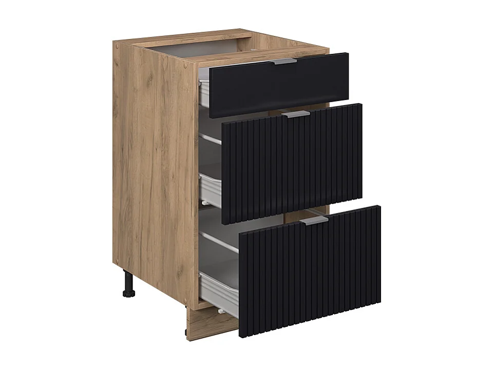 Meuble cuisine noir rayé 50x60x82 fame-line