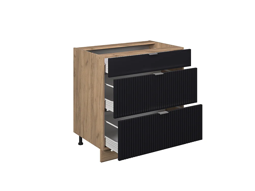 Meuble cuisine noir rayé 80x60x82 fame-line