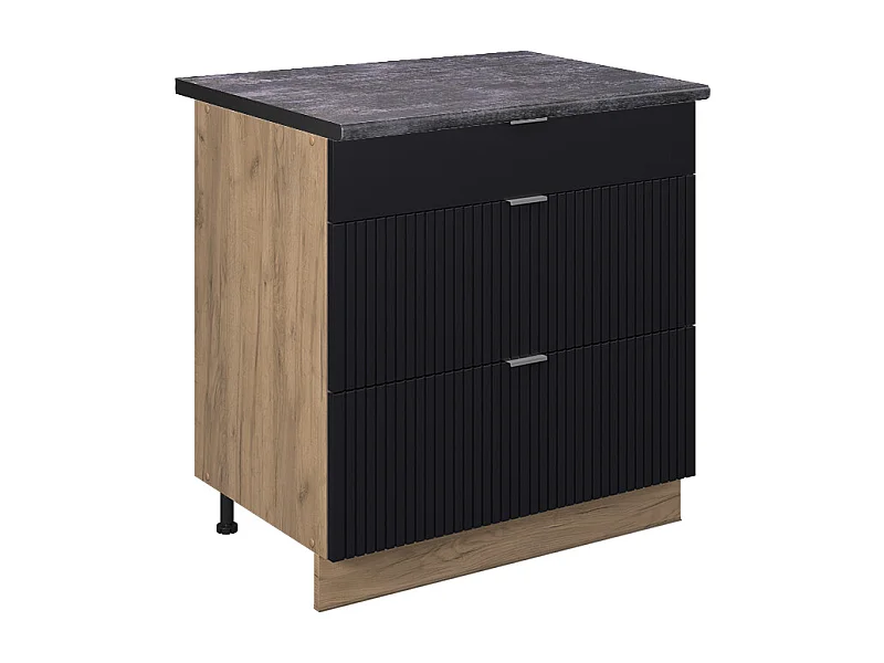 Meuble cuisine noir rayé 80x60x82 fame-line