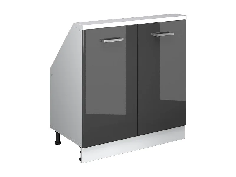 Küchenschrank für Dachschrägen anthrazit hochglanz 80x46x81.6 r-line