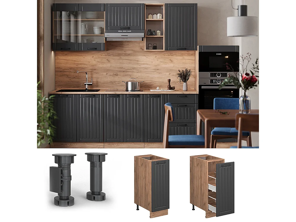 Meuble de cuisine gris foncé 30x51.6x82 fame-line