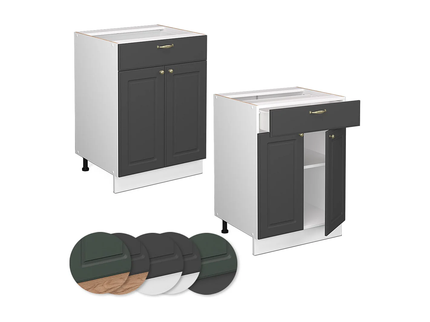 Mueble bajo de cocina antracita-oro 60x51.6x82 fame-line