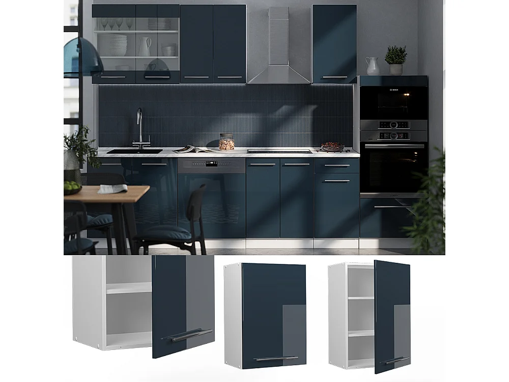 Pensile da cucina blu scuro lucido 50x34.1x72 fame-line