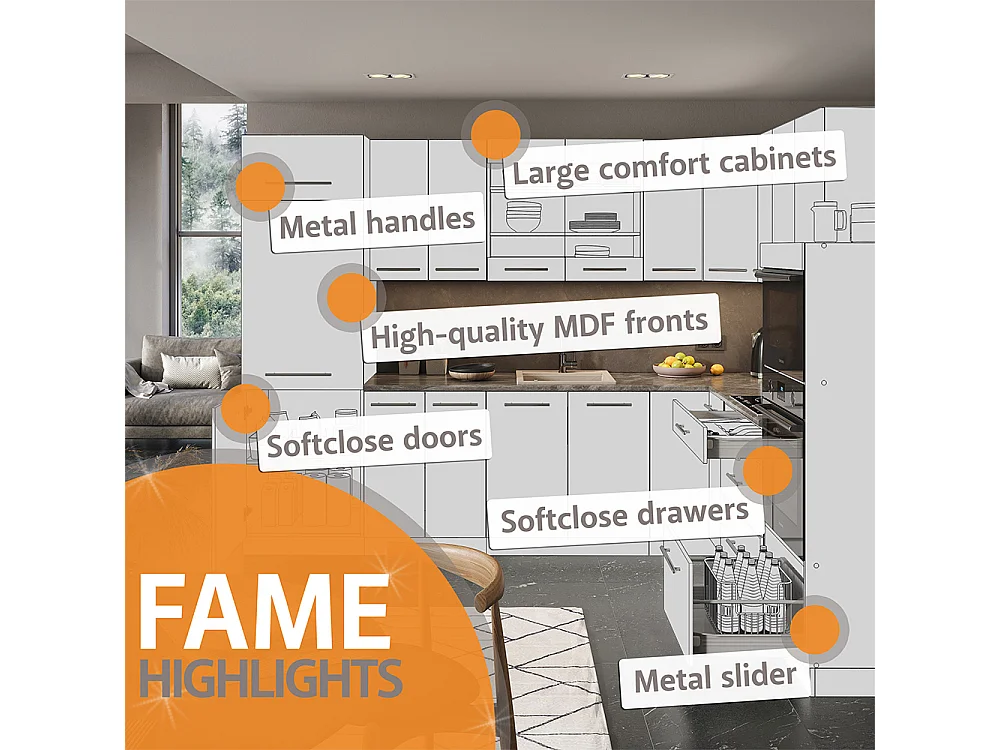 Elément haut de cuisine bleu foncé brillant 50x34.1x72 fame-line