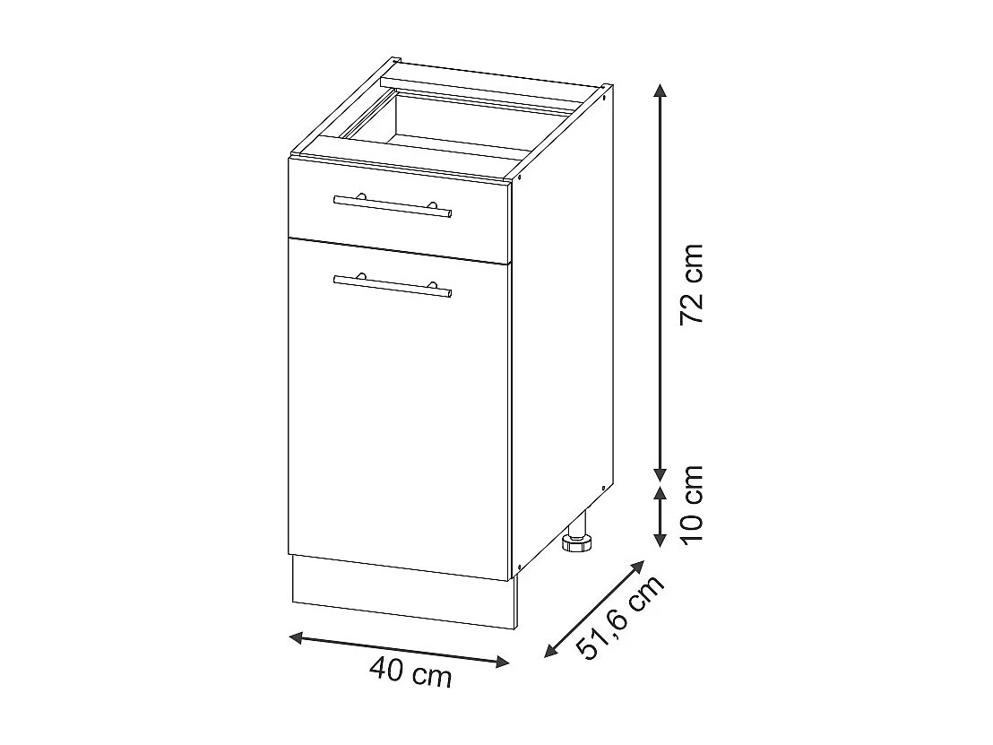 Mobiletto base per cucina blu scuro lucido 40x51.6x82 fame-line