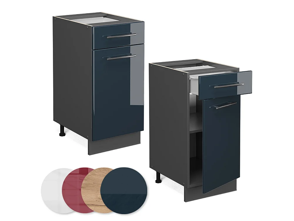 Meuble cuisine bleu foncé brillant 40x51.6x82 fame-line