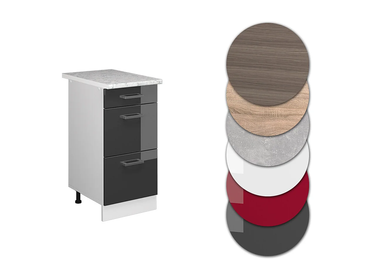 Mueble bajo de cocina antracita alto brillo 40x60x81.6 r-line