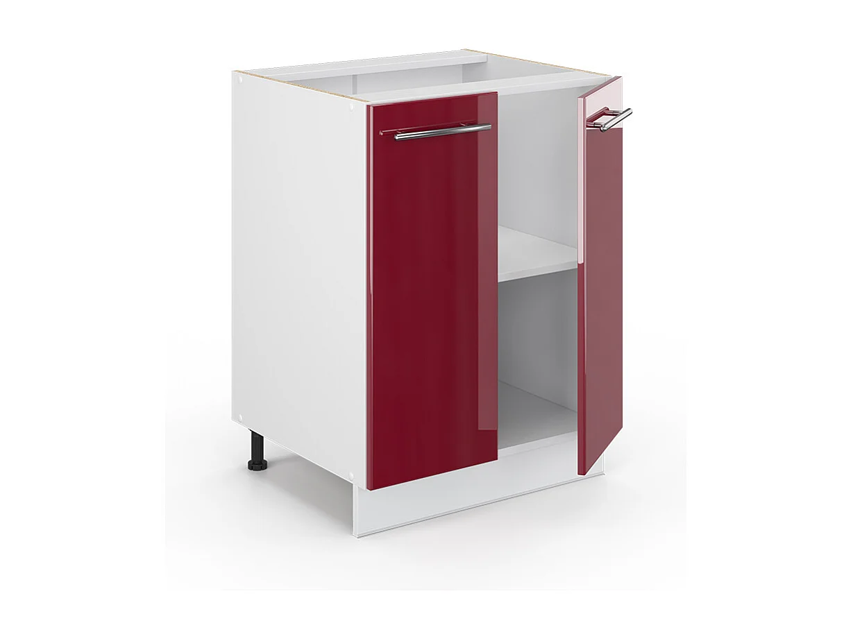 Meuble bas de cuisine rouge bordeaux haute brillance 60x60x82 fame-line