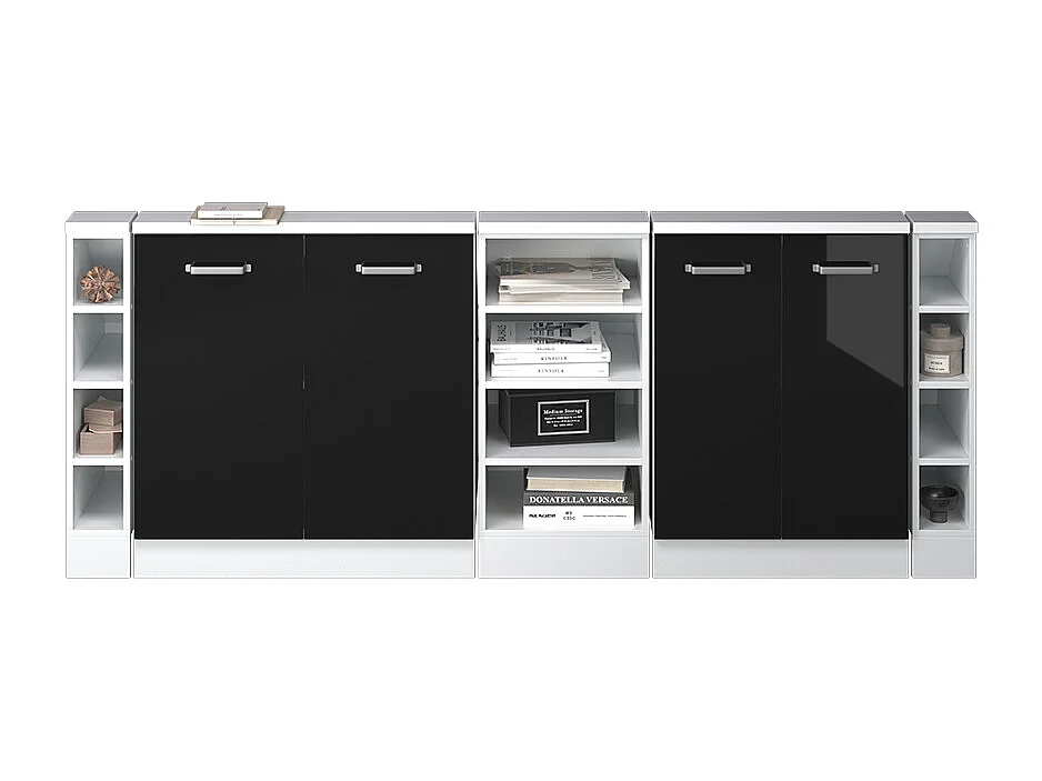 Armario de cocina para techo inclinado negro brillo intenso 215x46x81.6 r-line