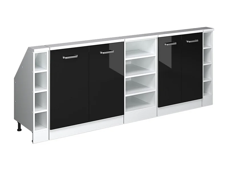 Küchenschrank für Dachschrägen schwarz hochglanz 215x46x81.6 r-line