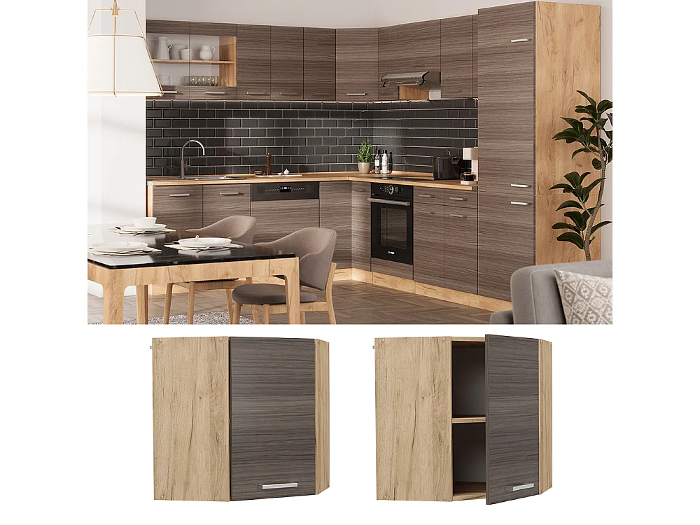 Armario colgante de esquina gris noble 57x34.1x60 r-line