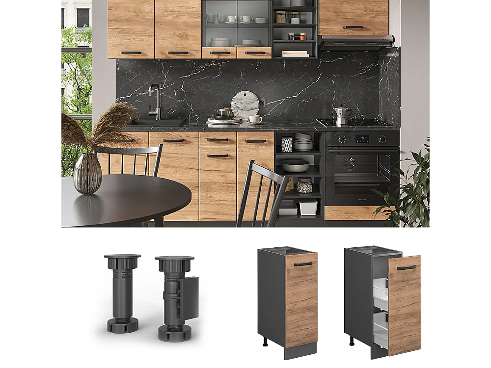 Meuble de cuisine chêne de force doré 30x60x81.6 r-line