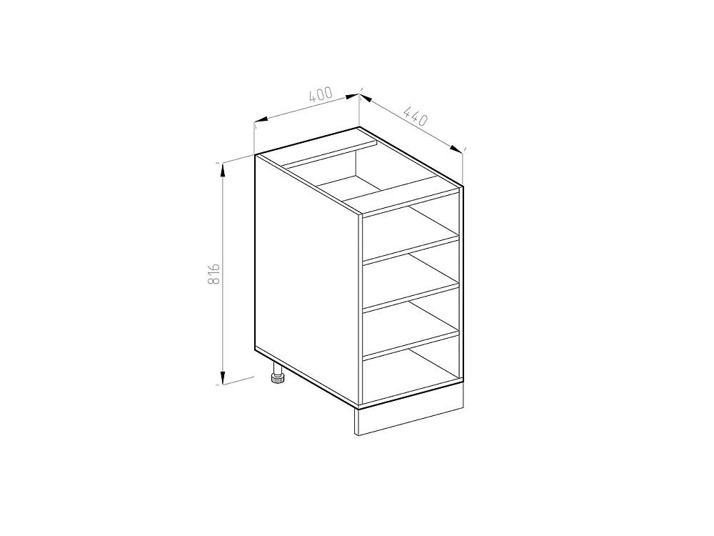 Etagère de cuisine chêne de force doré 40x44x81.6 r-line