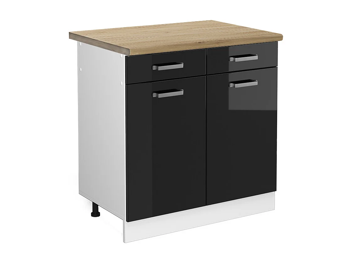 Mobiletto base per cucina nero lucido 80x60x81.6 r-line