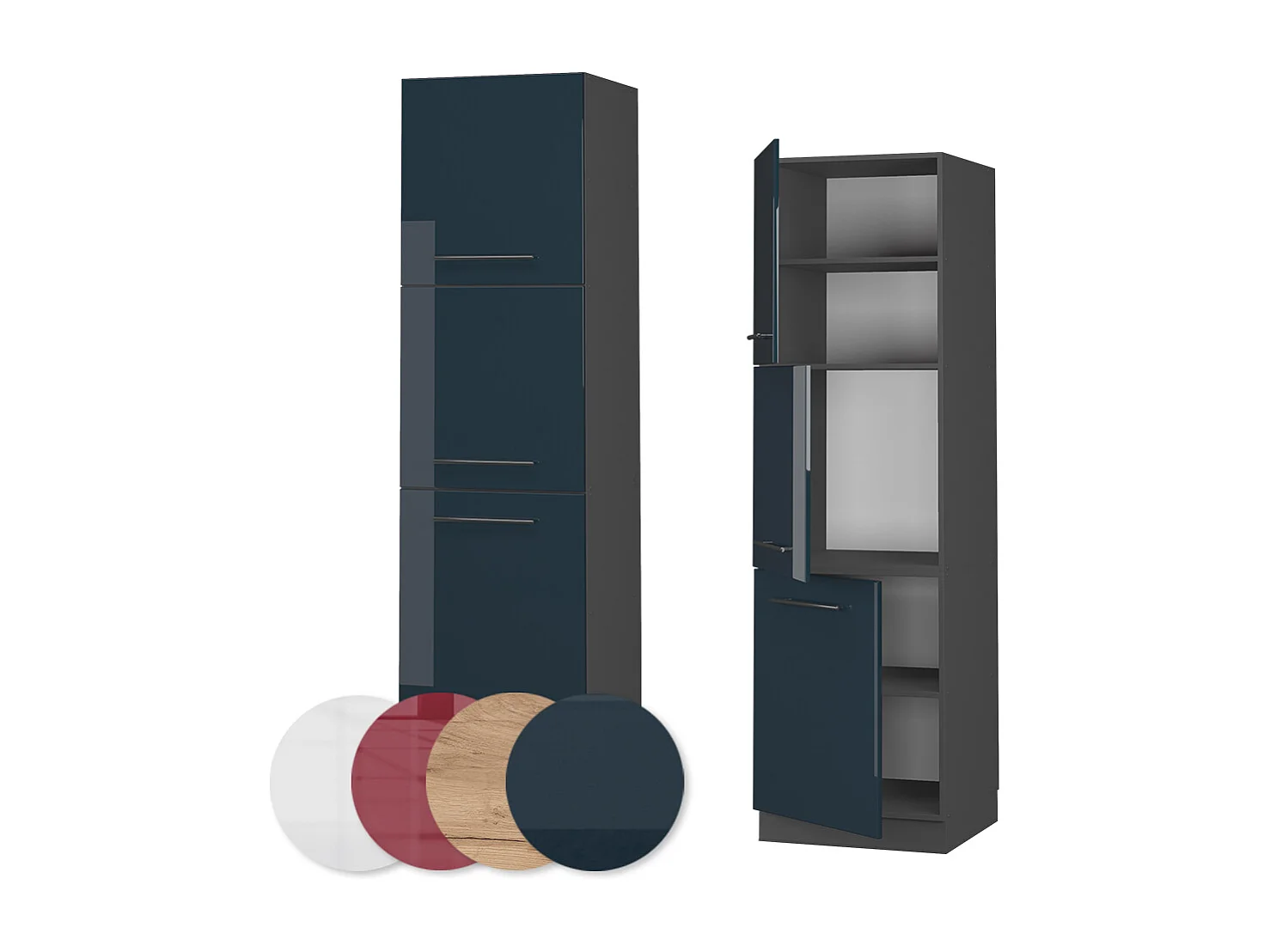 Meuble pour four bleu foncé brillant 60x58x206.8 fame-line