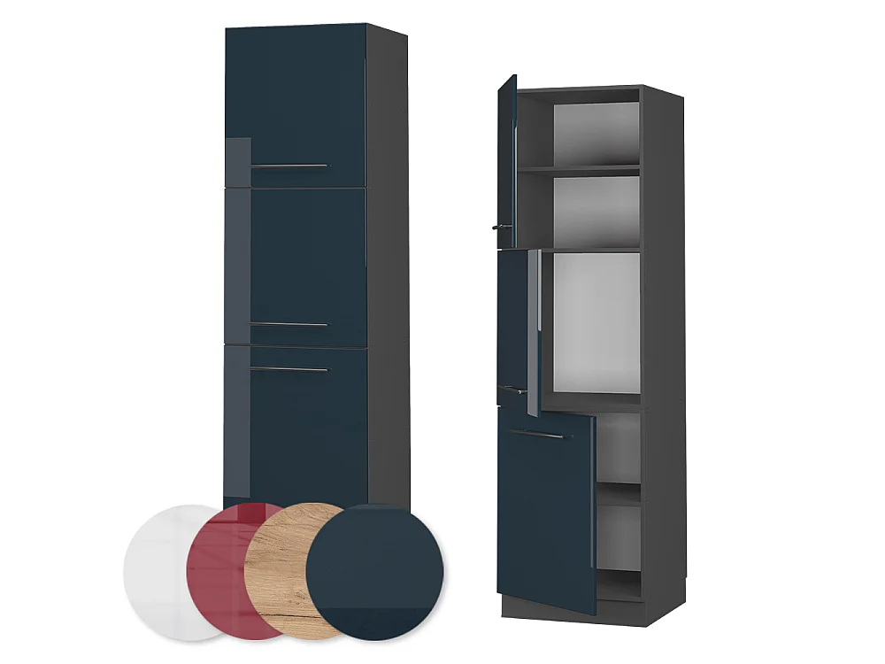 Armario para horno empotrado azul oscuro alto brillo 60x58x206.8 fame-line