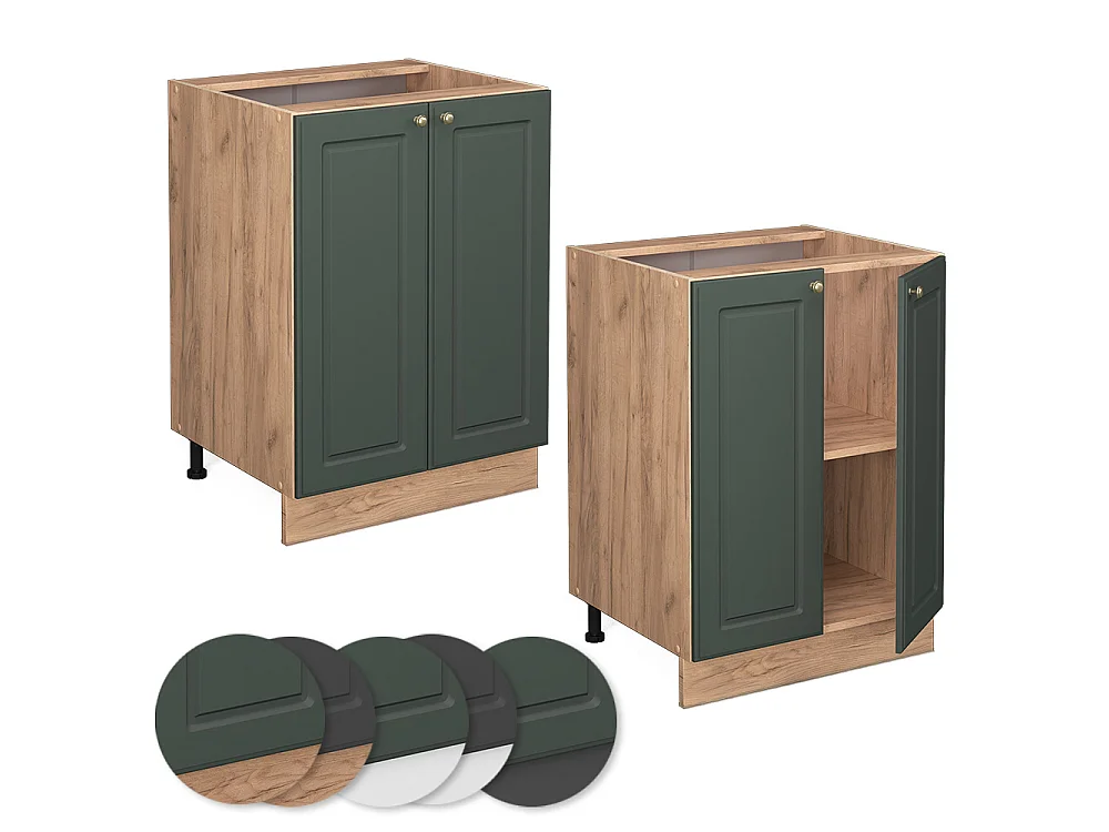Keukenonderkast groen-goud landhuis 60x51.6x82 fame-line