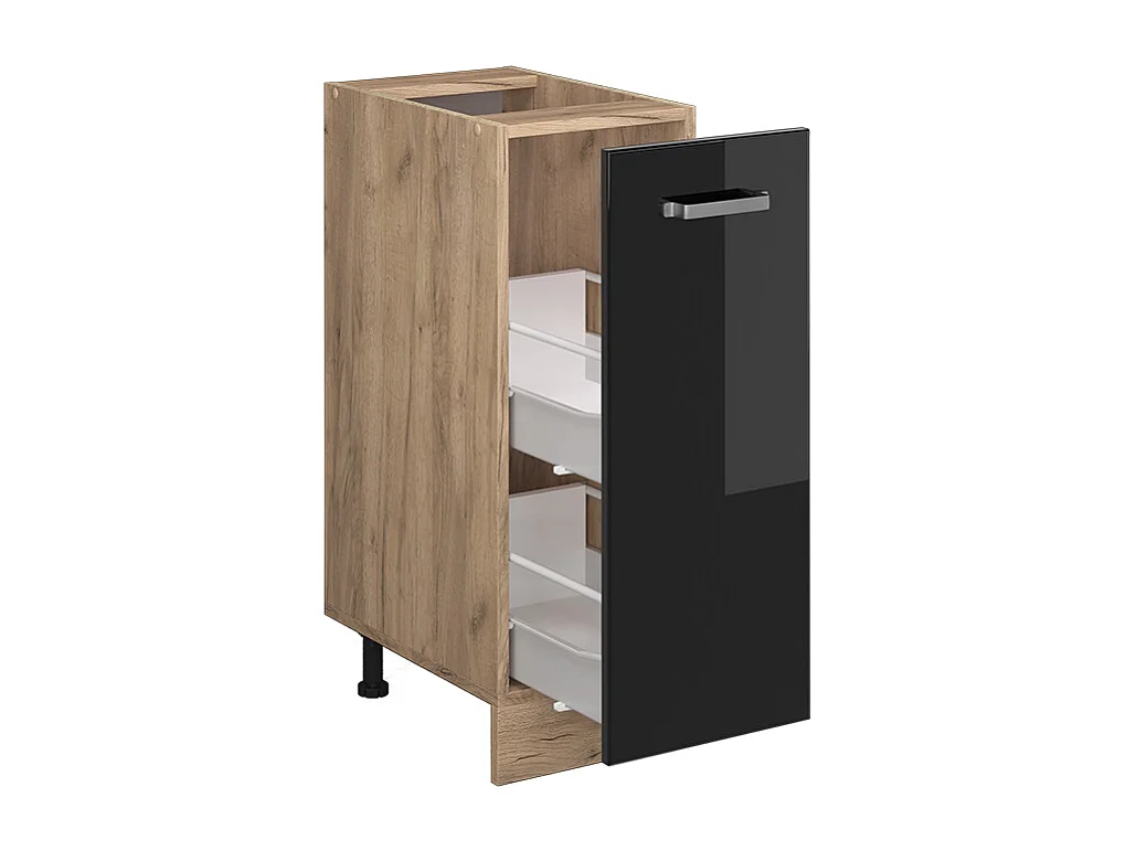 Meuble de cuisine noir haute brillance 30x60x81.6 r-line